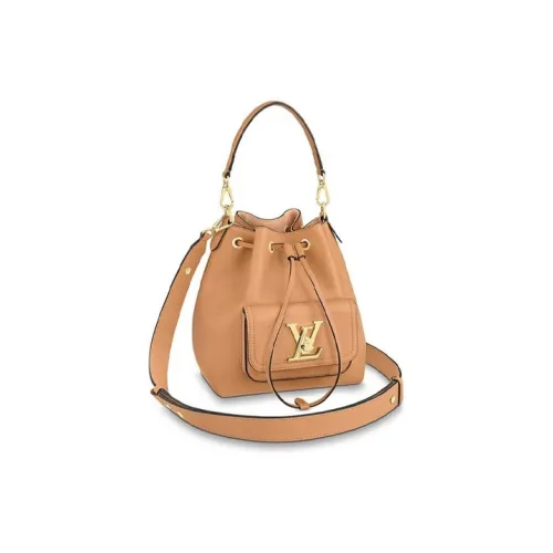 LOUIS VUITTON Рельефная Телячья Кожа Ведрообразная Сумка Сумка через плечо Сумка через плечо Женская Бежевая