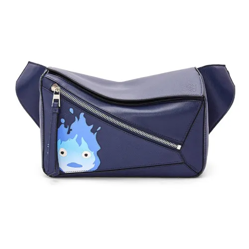 LOEWE Hallow's Mobile Замок Пазл Коровья кожа Бананка Маленький Женские Морской синий