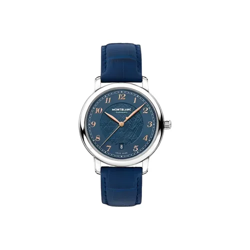 MONTBLANC Автоматический Механический Часы Мужские 39 мм Синий Циферблат Корпус из Нержавеющей Стали