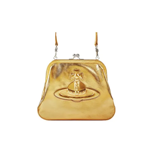 Vivienne Westwood Коровья кожа Пельменная сумка-клатч Сумка через плечо Женская Золотая