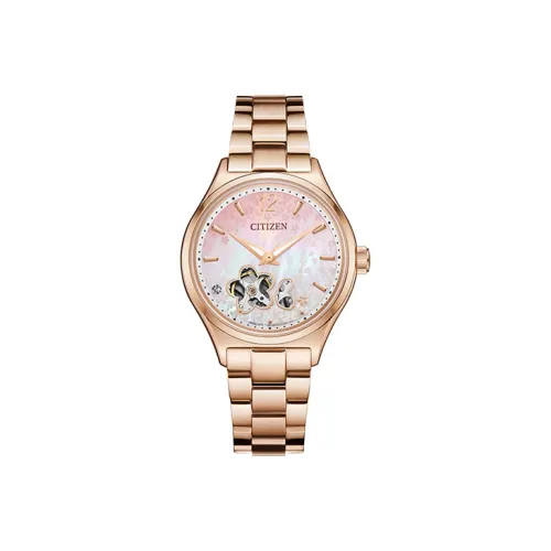 CITIZEN Автоматический Механический Механизм Нержавеющая Сталь Ремешок Часы Женские Розовый Циферблат Часов