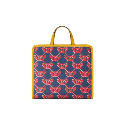 GUCCI GG Холст Тоут Сумка Сумка для покупок Детская Сумка Синий Желтый
