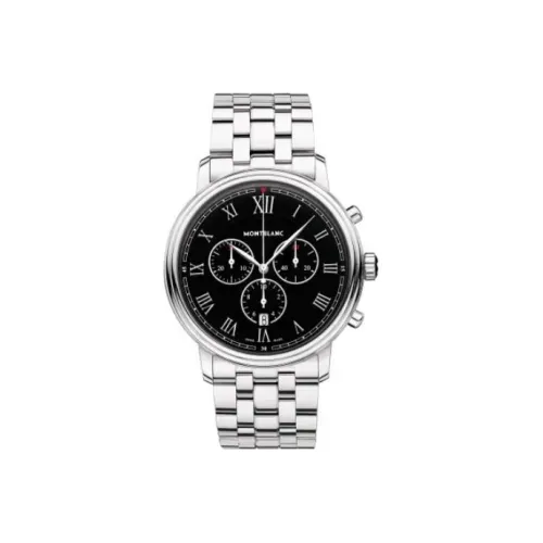 MONTBLANC Кварцевый механизм Мужские часы Часы 42 мм Черный циферблат Корпус из нержавеющей стали Ремешок из нержавеющей стали