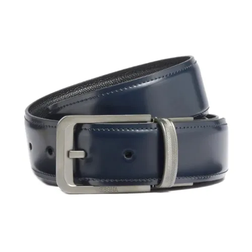 Zegna Кожаные ремни Мужской Синий Черный Ширина 3,5 см