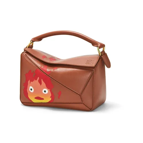 LOEWE Hallow's Mobile Замок Пазл Сатин Коровья кожа Сумка через плечо Сумка Маленькая Женская Ржаво-красная