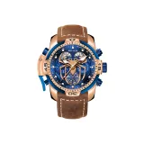 RT3532S-Розовый корпус, синий циферблат, коричневый ремешок