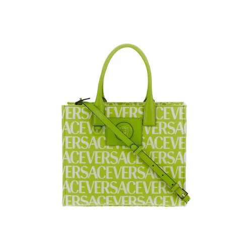 VERSACE La Medusa Хлопок с коровьей кожей Тоут Сумка Сумка для покупок Сумка через плечо Сумка Женская Зеленая