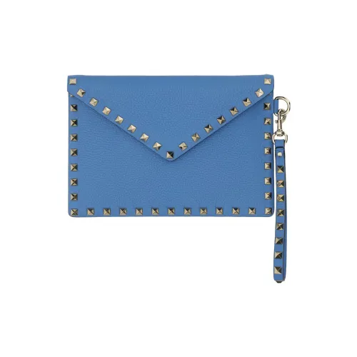 Valentino Рельефная Телячья Кожа Конверт Сумка Клатч Сумка Стандартная Женская Синяя