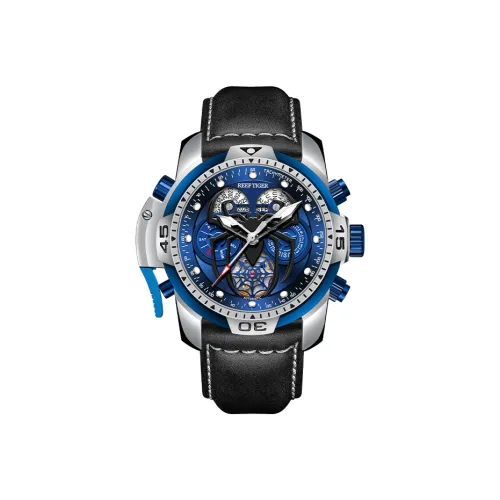 REEF TIGER Автоматический Механический Часы Мужские Aurora 46 мм Синий