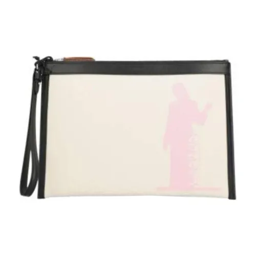 Lanvin Телячья кожа с холщовой сумкой клатч женский светло-розовый