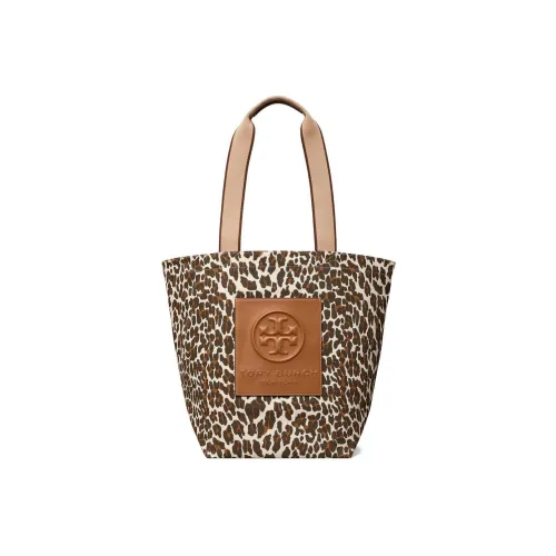 TORY BURCH Ella Холст Тоут Сумка Сумка для покупок Холст Сумка Сумка через плечо Большая Женская Леопардовый принт