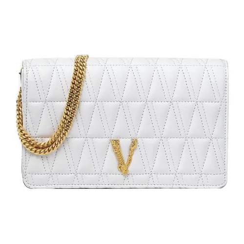 VERSACE Virtus Sheepskin One Shoulder Crossbody Clutch Regular Women's White
