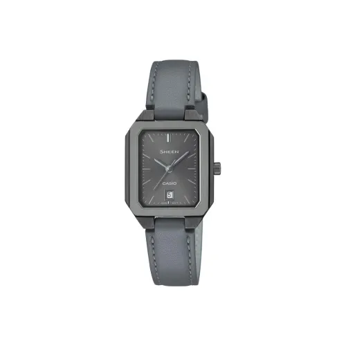 CASIO Кварцевый механизм ремень из натуральной кожи женские часы серый циферблат