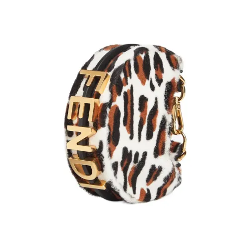 FENDI Fendigraphy Shearling с коровьей кожей Сумка-полумесяц Портативная Сумка на запястье Женская Многоцветная