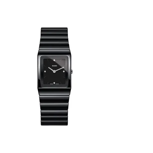 RADO Кварцевый механизм Женские часы Черный циферблат Керамические корпуса Керамический ремешок