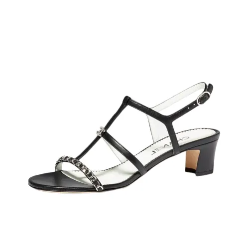 CHANEL One Ремешок Сандалии Женские Черные