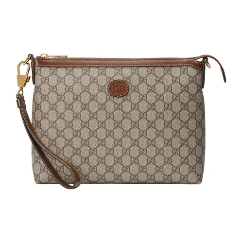 GUCCI GG Supreme Холст и Кожаная Сумка через плечо Сумка на плечо Мужская Коричневая и Бежевая