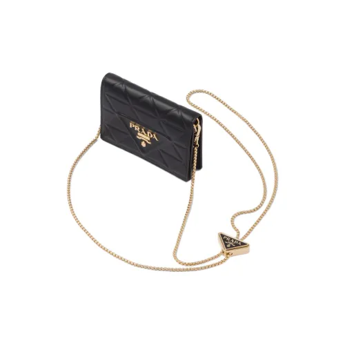 PRADA Держатель для карт из коровьей кожи стандартный женский черный