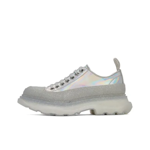 Alexander McQueen Tread Slick Амортизация Низкий Топ Спортивная Повседневная Обувь Женская Серебристая