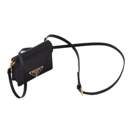 PRADA Сумка через плечо из коровьей кожи держатель для карт стандартный женский черный
