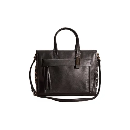 COACH Bleecker Змеиная кожа с принтом тисненая кожа сумка через плечо сумка большая женская черная