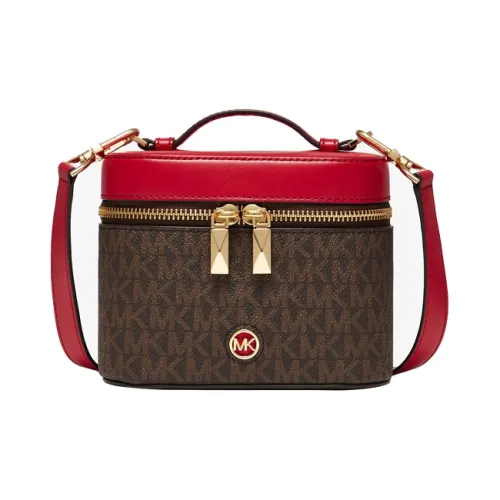 MICHAEL KORS Искусственная кожа Ведрообразная сумка Коробка сумка Сумка через плечо Сумка маленькая Женская Темно-коричневый Темно-красный