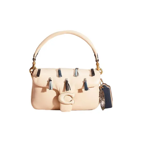 COACH Pillow Кожа Наппа Одно Плечо Сумка Большая Женская Айвори Белый