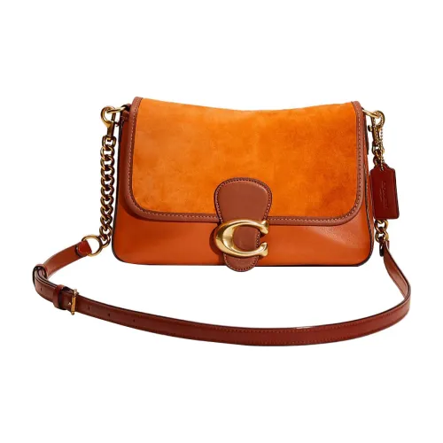 COACH Soft Tabby Гладкая кожа с замшей Сумка через плечо Сумка на плечо Большая Женская Апельсин и Красный