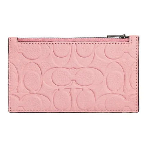 COACH Card Case Коровья кожа Держатель для карт Мини Женский Розовый