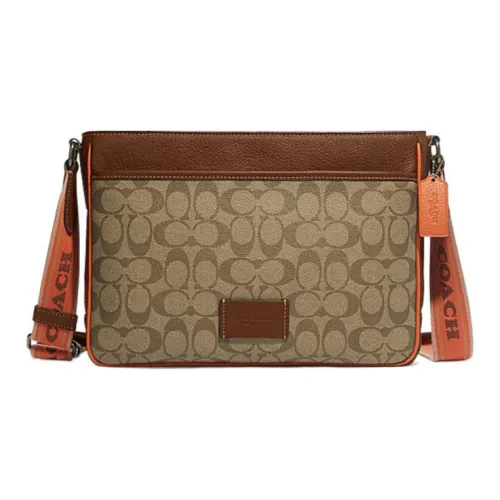 COACH с коровьей кожей и ПВХ Сумка через плечо Большая Мужская Коричневая