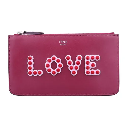 FENDI Клатч из коровьей кожи женский фуксия