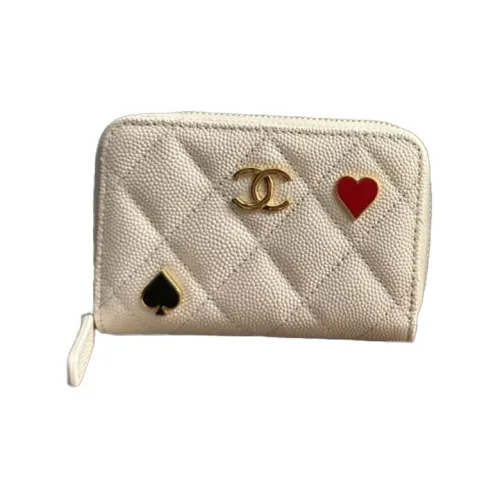 CHANEL Икорный Коровья кожа Мелочь Кошелек Женский Белый