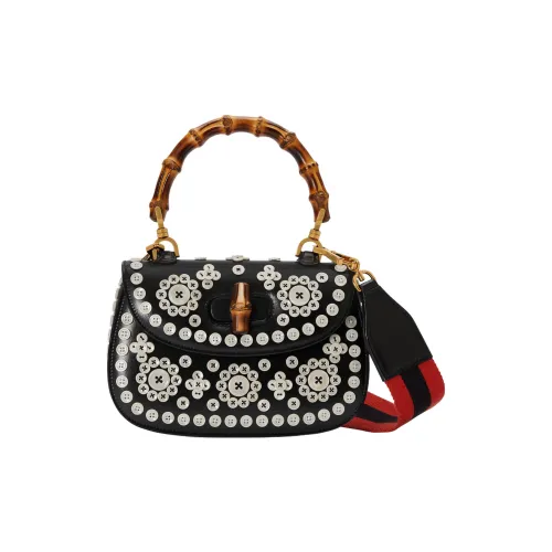 GUCCI Bamboo 1947 Кожа Сумка через плечо Сумка Маленькая Женская Черная