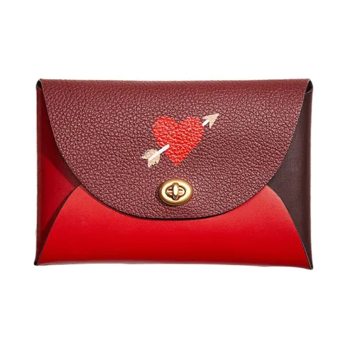 COACH Pouch Кожа Сумка для хранения Клатч Маленький Женский Красный