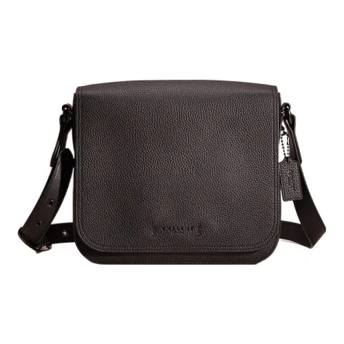 COACH Gotham Кожа с Галечная кожа Сумки через плечо Большой Женские Черный