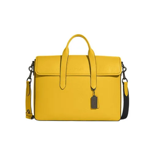 COACH Sullivan Коровья кожа Доска для ноутбука Сумка через плечо Большая Женская Желтая