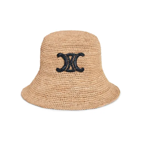 CELINE Triomphe Растительный материал Шляпы ведра Женские Хаки