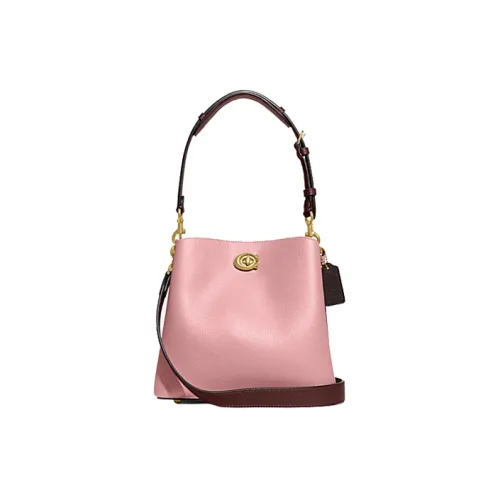 COACH Willow Pebble Grain Leather Сумка-ведро Ручная сумка Сумка через плечо Женская Розовая