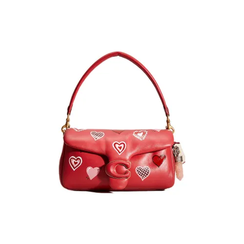 COACH Pillow Напп Кожа С кожаными вставками Портативная Сумка через плечо Сумка на плечо Большая Женская Вишнево-красная