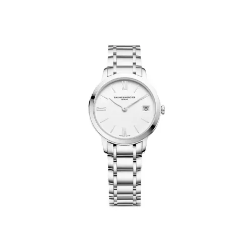 Baume Mercier Кварцевый механизм Женские часы 31 мм Белый циферблат Корпус из нержавеющей стали Ремешок из нержавеющей стали