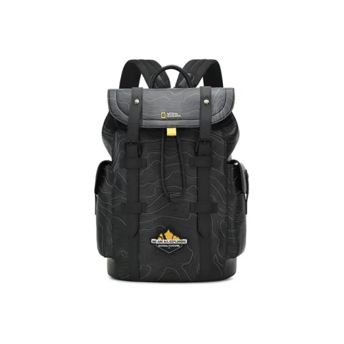 NATIONAL GEOGRAPHIC Рюкзак из крупнозернистой текстуры коровьей кожи большой унисекс черный