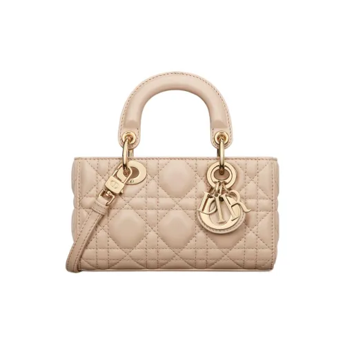 DIOR LADY D JOY Плетеный узор Овчина Сумка Lady Dior Сумка через плечо Сумка Extra Mini Женская Бежевая