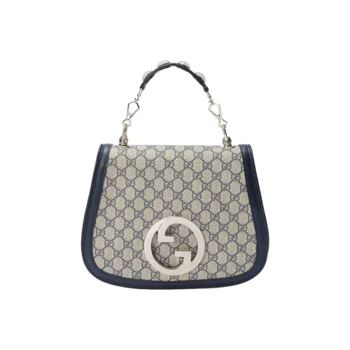 GUCCI Blondie Холст с кожей Сумка через плечо Сумка Средний Женская Бежевая Синяя