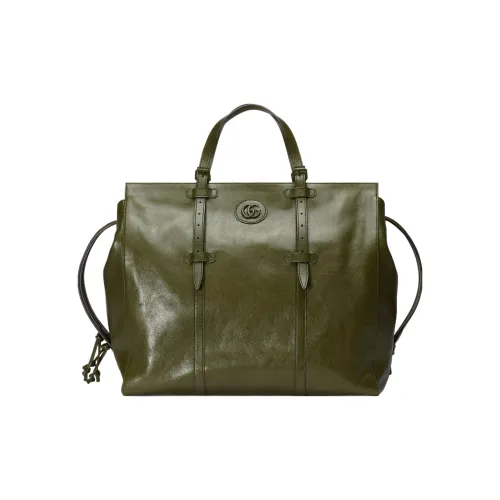 GUCCI Кожа Тоут Сумка Сумка для покупок Сумка Большая Мужская Лесной зеленый