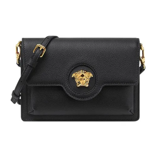 VERSACE Телячья кожа овечья кожа комбинированная сумка через плечо маленькая женская черная