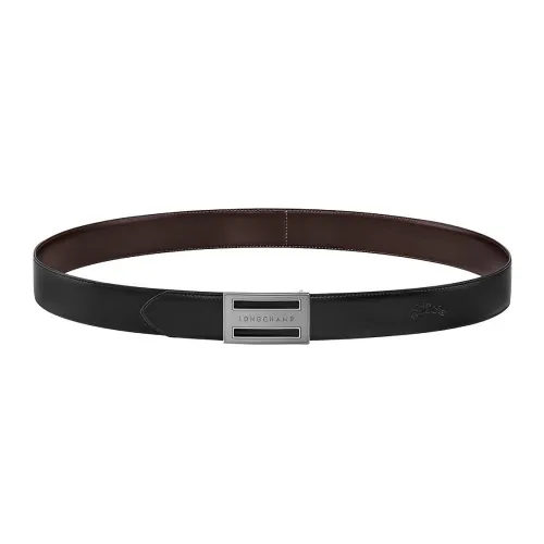 LONGCHAMP Fashion Casual Универсальный Ремень с пряжкой Мужской Черный Ширина 3,5 см