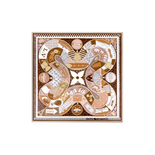 LOUIS VUITTON Louise Шелковый Шарф Женский Коричневый