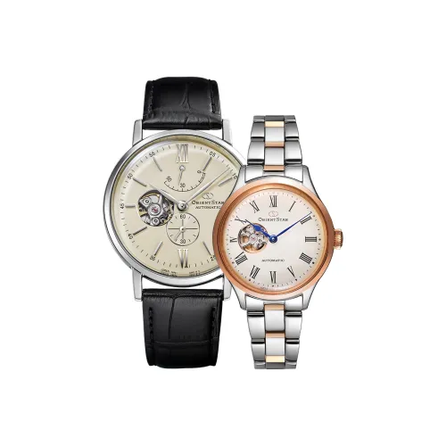 ORIENT STAR Автоматический Механический Механизм Кожаный Ремешок Часы Унисекс Белый Циферблат RE DWAV0002S00BRE DWND0001S00B