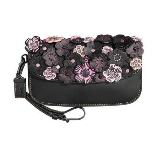 COACH Замша Клатч Маленький Женский Черный Розовый