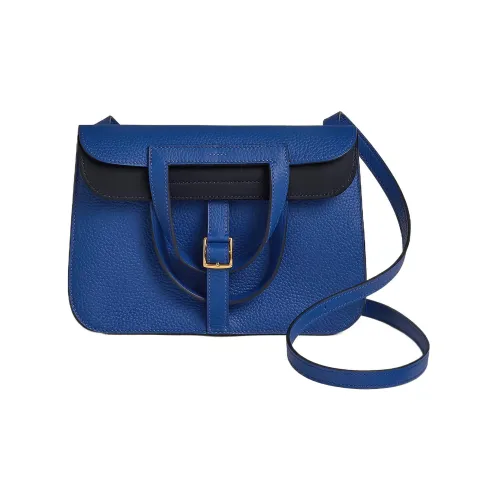 HERMES Halzan Clemence Bullock Кожа Horseshoe Сумка Сумка через плечо Сумка через плечо Женская Сапфирово-синий